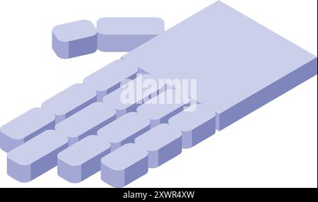 Left hand is extending, showing the palm and four fingers and a thumb in an isometric 3d style Stock Vector