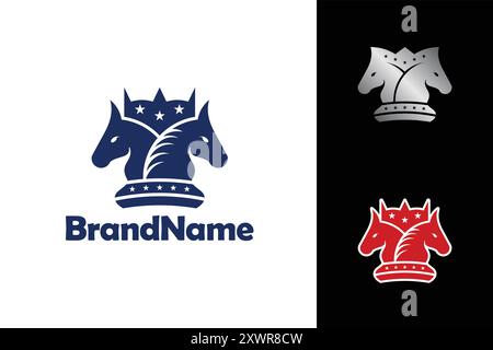 Horse Kingdom logo. Horse King Logo Design Vector Template. Creative Horse King Logo Concept Stock Vector