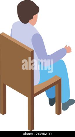 Businessman is sitting on a chair, listening to a presentation Stock Vector