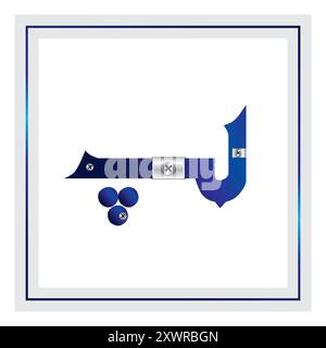 Arabic Kufic Typography  A-Z Blue and Silver Alphabet Set with long shadow blue metallic fonts vector set of blue metallic fonts Stock Vector