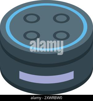 Smart speaker voice assistant with blue light ring is listening for commands Stock Vector