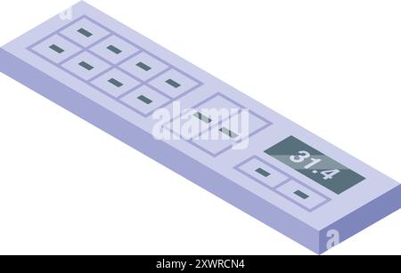 Electric extension cord with multiple outlets is displaying the power consumption in kilowatt hours Stock Vector