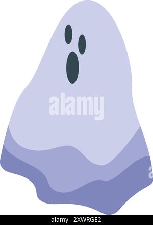 Friendly ghost character with a surprised expression, ideal for halloween themed designs Stock Vector