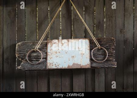 empty wooden board for entering text Stock Photo