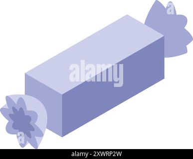 Purple candy bar wrapped in foil with a bow on each end Stock Vector
