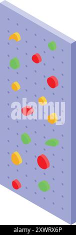 Climbing wall with colorful footholds is waiting for climbers Stock Vector