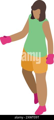 Young woman boxer wearing boxing gloves is training for her next fight Stock Vector