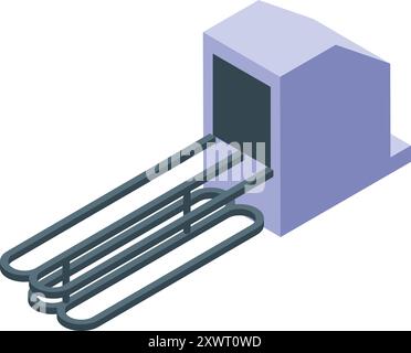 Geothermal plant using earth energy for green heating and producing clean renewable energy Stock Vector