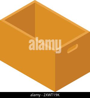 Open rectangular container with cutout handles, for home organization or moving Stock Vector
