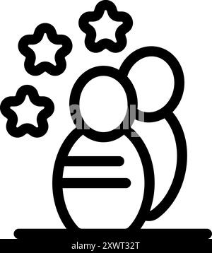 Team of two businessmen is receiving positive feedback symbolized by stars Stock Vector