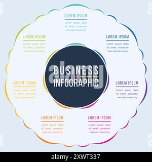 Circle Infographic design 7 steps, objects, elements or options infographic business template Stock Vector