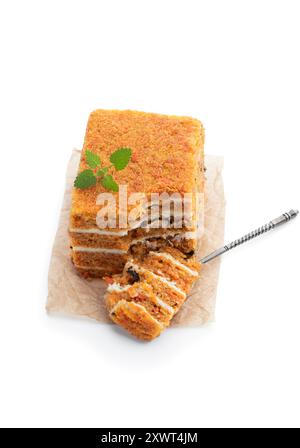 Carrot  cake slice isolated on white background Stock Photo
