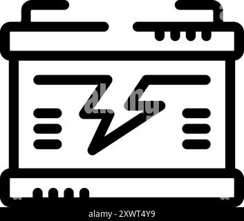 Simple icon of a car battery, storing energy and providing electrical current for the vehicle Stock Vector