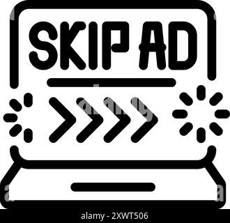 Skip ad button is loading and will allow to skip ad soon Stock Vector