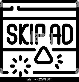 Skip ad button showing on website banner with loading icon Stock Vector