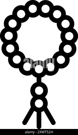 Simple line icon of islamic prayer beads, often used during ramadan and other religious occasions Stock Vector