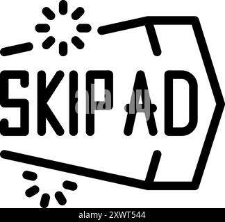 Skip ad button allowing users to skip promotional content online Stock Vector