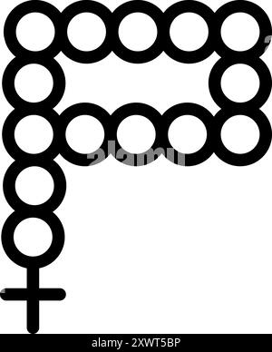 Rosary beads cross icon representing praying and spirituality for religious purposes Stock Vector