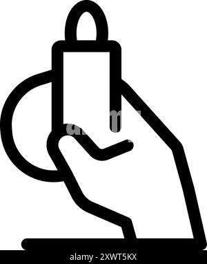 Hand is holding an electronic cigarette with liquid for vaping Stock Vector