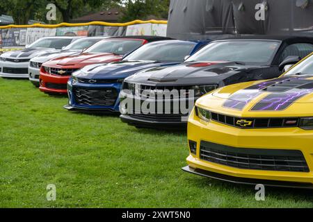 ROYAL OAK, MI/USA - AUGUST 17, 2024: Line of Chevrolet Camaro cars, on the Woodward Dream Cruise, near Detroit, Michigan. Stock Photo