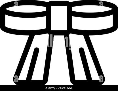 Simple black and white vector icon of a white belt, representing the first level in many martial arts Stock Vector