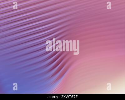 Smooth wavy lines in color gradient of soft pink and lavender with bokeh. Digital 3D rendering background. Stock Photo