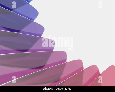 Abstract translucent shapes in color gradient of blue and mauve, on white background. Digital 3d rendering. Stock Photo