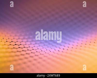 Wavy pattern of circles in color gradient of lavender and orange. Digital 3D background rendering. Stock Photo