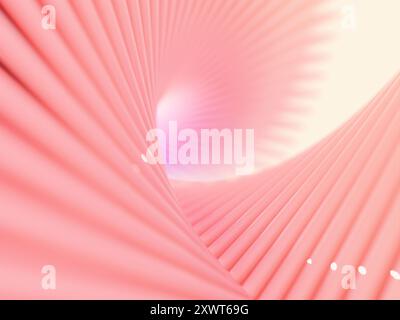 Luminous background with swirl pattern of soft pink shapes and bokeh. Digital 3D rendering. Stock Photo