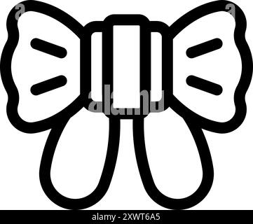 Simple black outline icon of a bow tie, perfect for representing fashion, style, and formal events Stock Vector