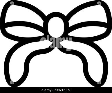 Simple vector illustration of a big bold black bow tie knot icon, a classic symbol of celebration, holidays, and special occasions Stock Vector