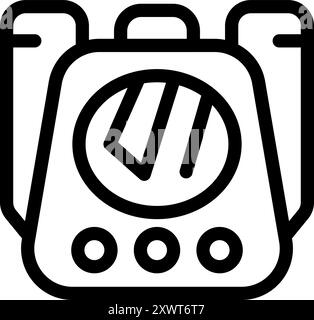Simple icon of a metal detector with a large circular display showing the signal strength Stock Vector