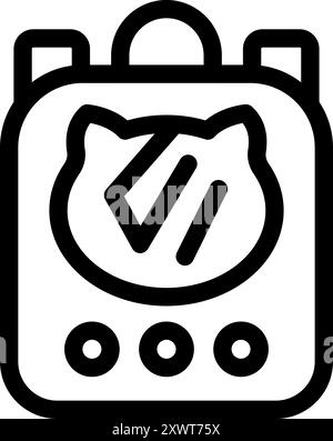 Cat carrier bag with handle and ventilation showing a cat face for safe pet transportation Stock Vector