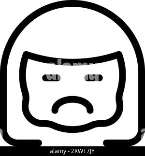 Line icon of a woman showing annoyance with a frowning face emotion Stock Vector