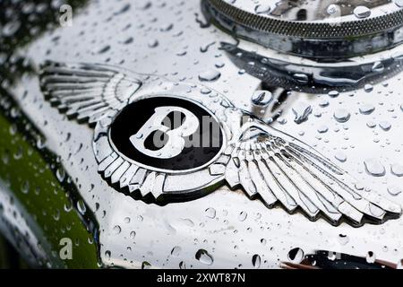 vintage classic bentley chrome car bonnet badge and logo Stock Photo