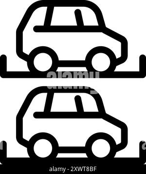 Simple line icon representing a car park with two levels, suitable for various applications Stock Vector