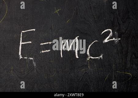 Mathematical formula written in white chalk on a blackboard Stock Photo