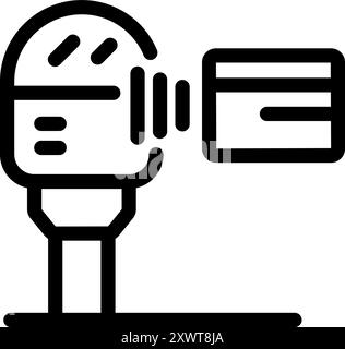 Parking meter accepting contactless payment by nfc from a credit card Stock Vector