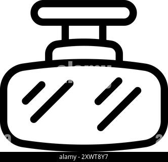 Simple line art icon of a car rearview mirror, useful for projects related to driving, safety, and car accessories Stock Vector