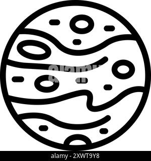 Jupiter planet icon representing the largest planet in our solar system, known for its gaseous surface and prominent great red spot Stock Vector