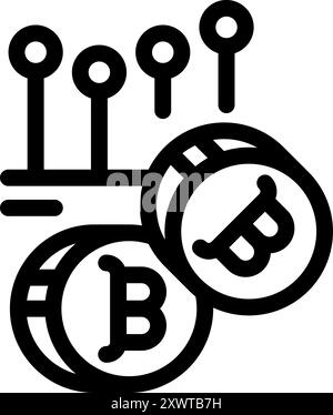 Illustration of blockchain technology connecting bitcoin cryptocurrency payments for secure and transparent transactions Stock Vector