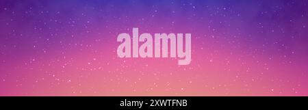 Starry sky background. Wide sunset texture with stars. Beautiful night poster with nebula clouds. Soft gradient sky. Milky way wallpaper. Shiny space Stock Vector