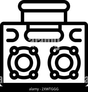 Line art icon of a boombox playing music with a handle Stock Vector ...