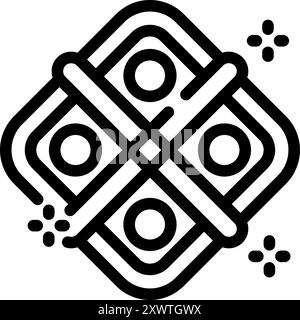Black outline icon of a dishwasher tablet with four compartments, promising sparkling clean dishes Stock Vector