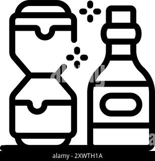 Beer pong game with cup and bottle of alcohol icon vector outline Stock Vector