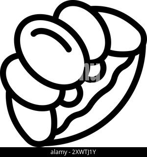 Line art icon of longan fruit, known for its sweet and juicy flesh, often used in desserts and traditional medicine Stock Vector