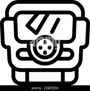 Simple line icon depicting a vintage video camera, perfect for representing old school filmmaking Stock Vector