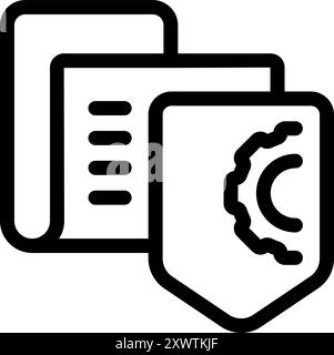 Shield is protecting important documents, symbolizing data protection and security Stock Vector