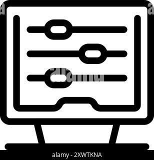 Simple outline of a computer monitor displaying four folders ...