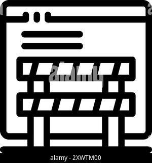 Website under construction with a barrier, symbolizing ongoing work and temporary inaccessibility Stock Vector